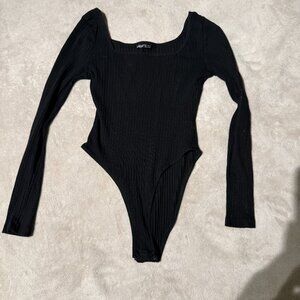 Black Ribbed Bodysuit
